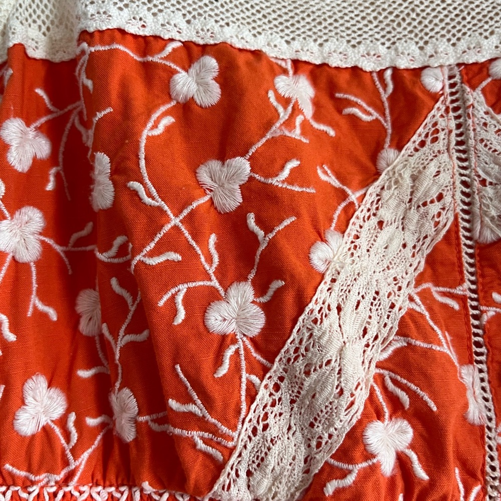 Anthropologie Moulinette Soeurs Orange Cream embroidered Sundress Sleeveless 6 - Picture 5 of 11